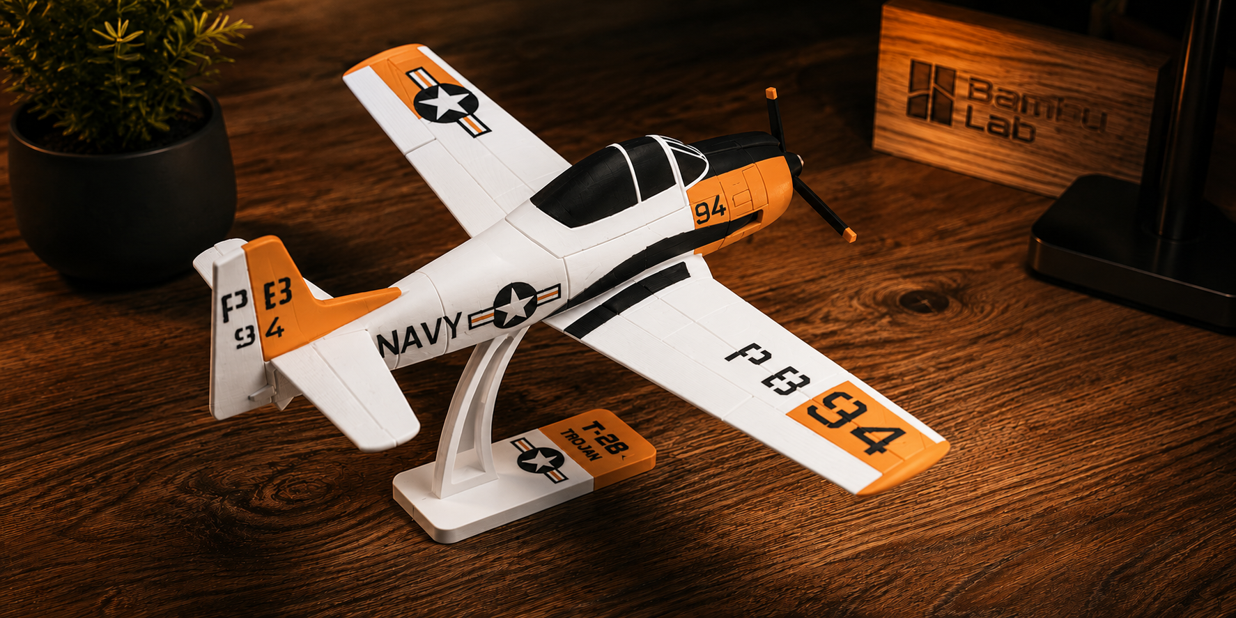 T-28 Trojan Navy Kit Card 3D Printed Aircraft Model Kit | Snap Fit Desk Display | DIY Plane Gift