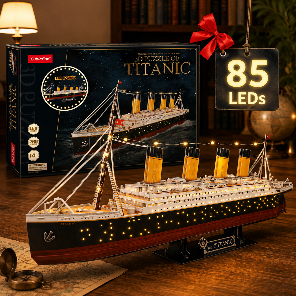 CubicFun Titanic 3D Model Ship Puzzle with LED Lights – 266 Pieces