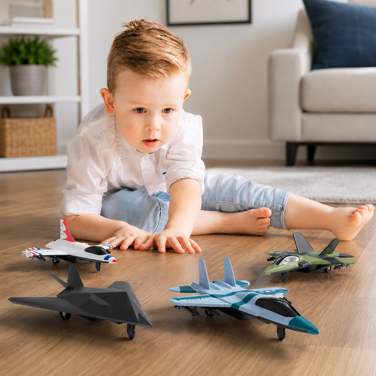 US Air Force Toy Fighter Jets 4-Pack Die-Cast Pull Back Airplane Set