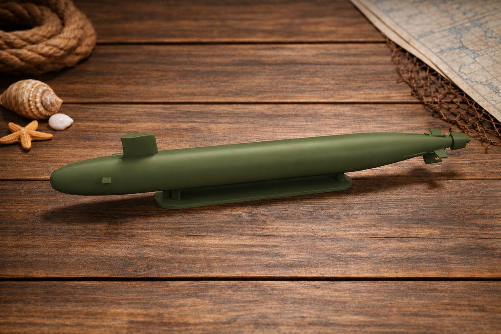 Virginia Class Submarine Display Model Virginia Class Submarine Display Model – 3D Printed Navy Submarine with Stand – Military Naval Desk Decor – Modern Submarine Display