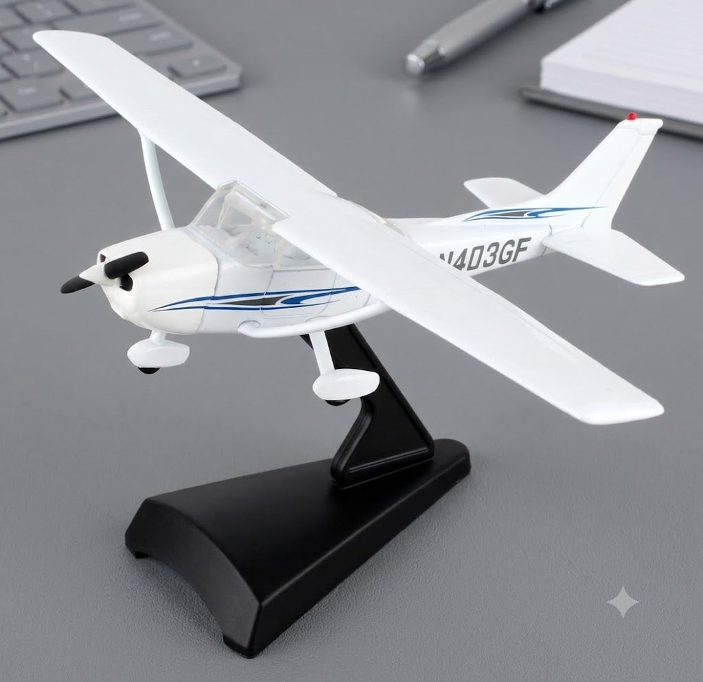 Cessna 172 Skyhawk 1:87 Scale 3D Printed Display Model Airplane w/ Stand