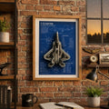 F-22 Raptor 3D Aircraft Shadow Box Frame – Fighter Jet Blueprint Wall Art