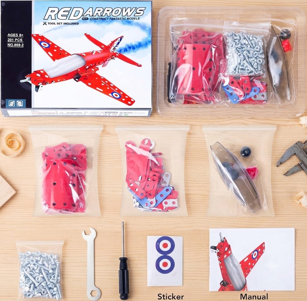 Toy Airplane Building Kit – 201 Piece STEM DIY Model Plane Construction Set