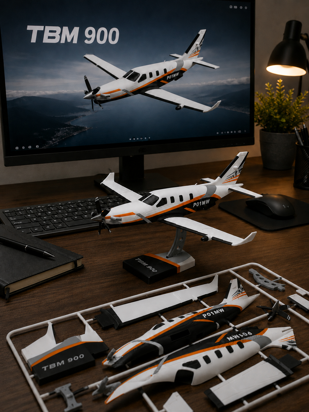TBM 900 3D Printed Airplane Model Kit | Aviation Desk Decor