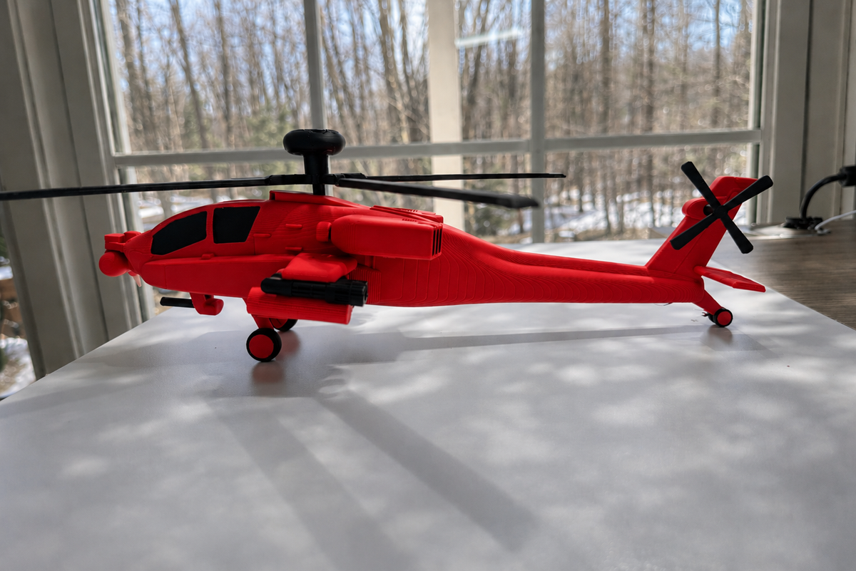 AH-64 Apache Helicopter 3D Printed Display Model – Military Attack Helicopter Edition