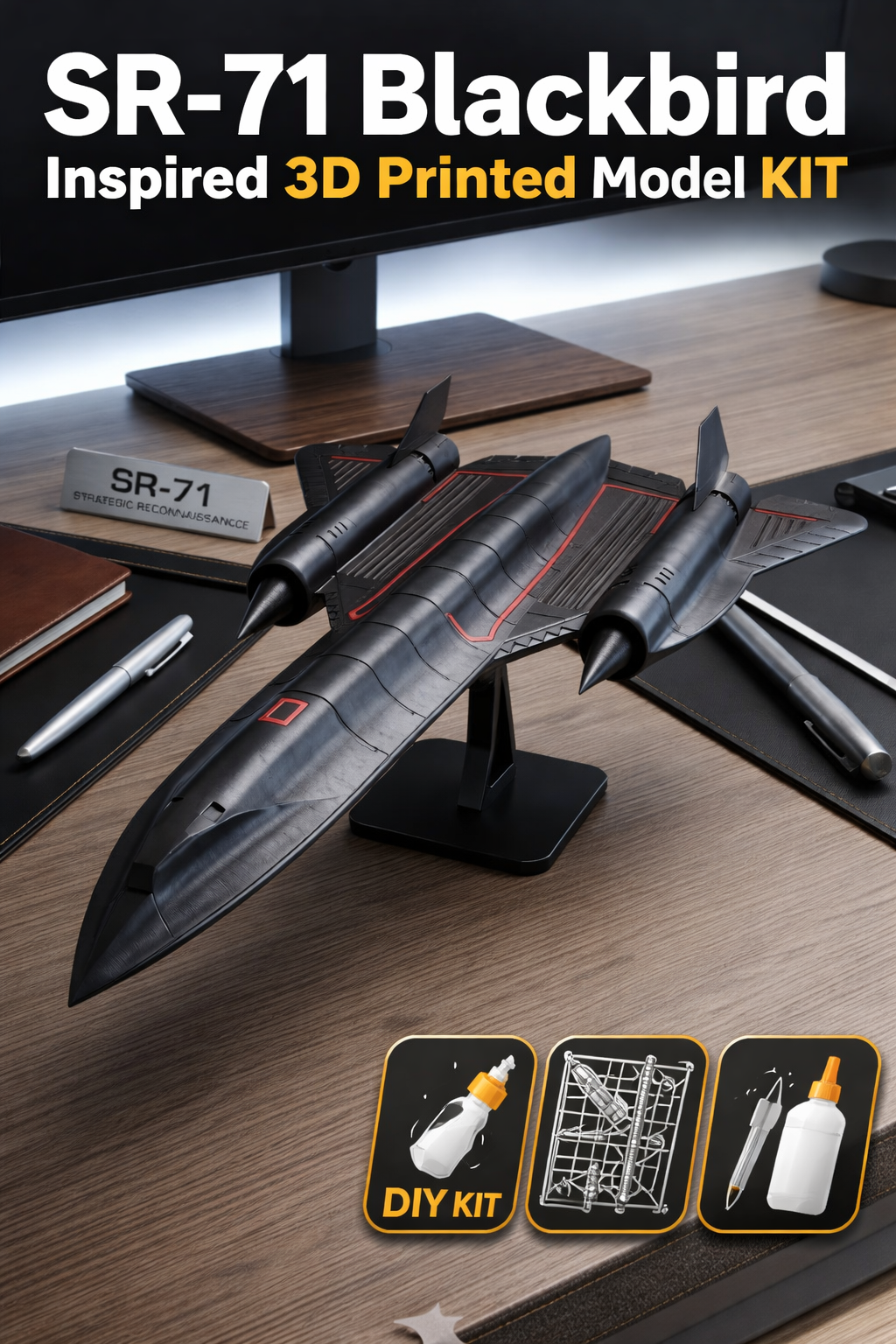 SR-71 Blackbird 3D Printed Display Model – Strategic Reconnaissance Aircraft Desk Decor