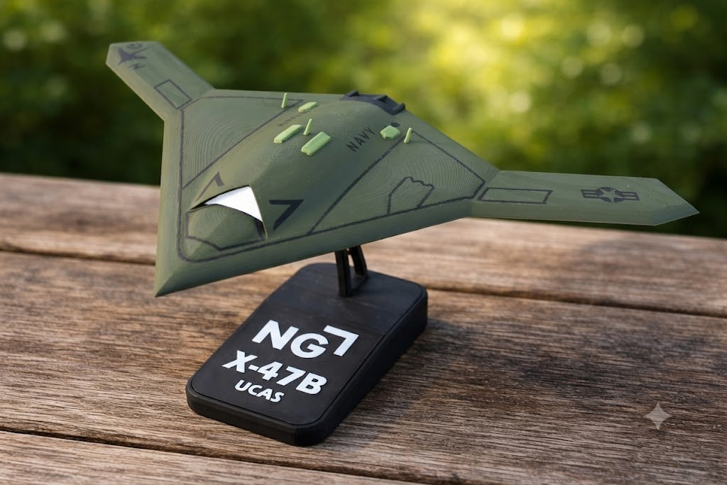 NG-X-47B UCAS 3D Printed Display Model – Stealth Drone Desk Decor Aircraft Stand