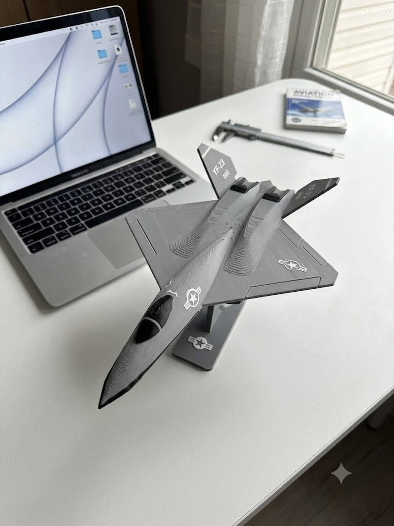 YF-23 Black Widow II 3D Printed Aircraft Display Model – Gray – Loose Piece – Desk Decor