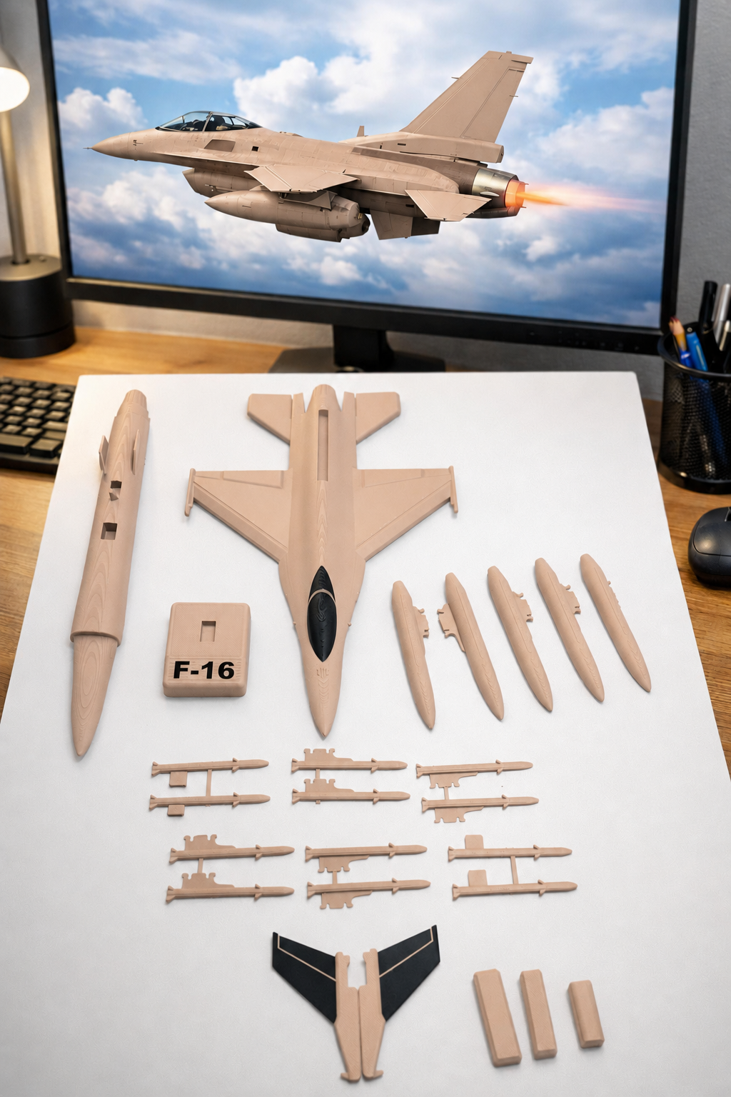 F-16 Falcon 3D Printed Model Kit F-16 Falcon 3D Printed Model Kit – Fighter Jet DIY Build – Military Aircraft Display – Aviation Desk Decor