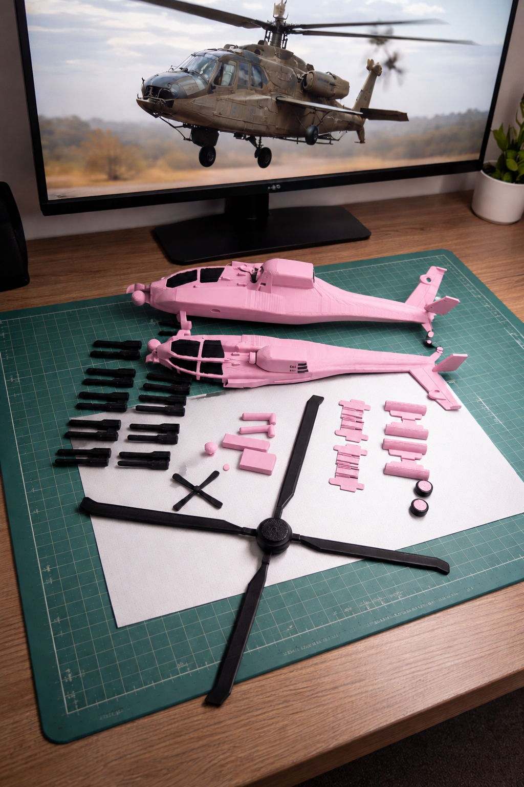 AH-64 Apache Helicopter 3D Printed Display Model – Military Attack Helicopter Edition