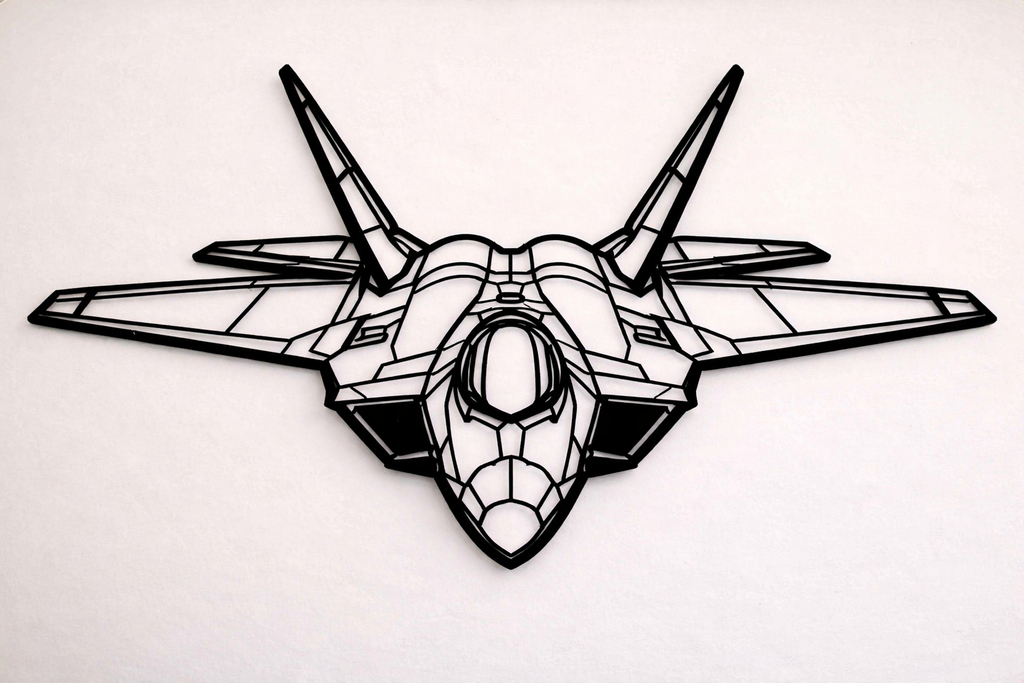 F-22 Raptor Wall Art F-22 Raptor Wall Art – 3D Printed Fighter Jet Wall Decor – Military Aircraft Metal Style Wall Hanging – Aviation Room Decor