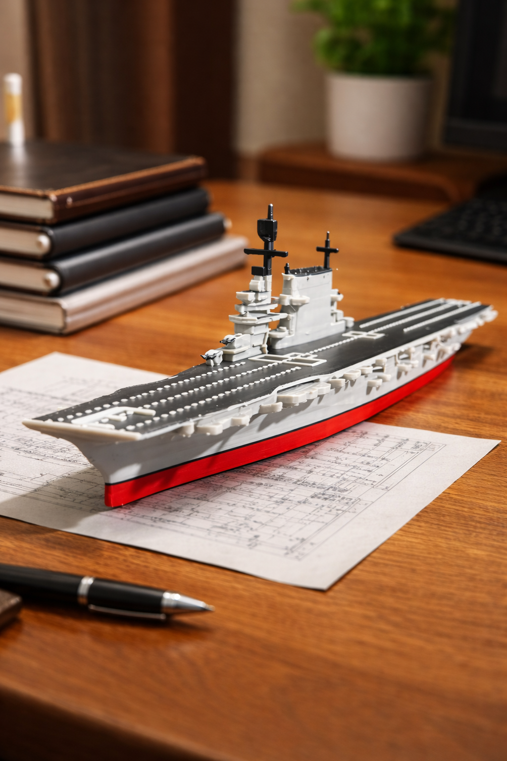 Saratoga Class Aircraft Carrier 3D Printed Display Model – Naval Warship Desk Decor