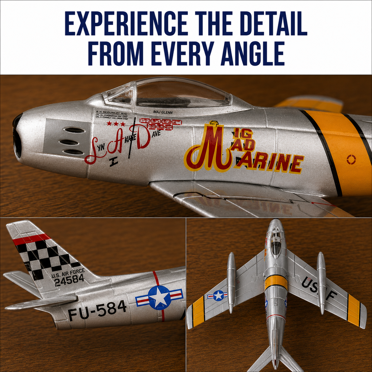 F-86 Sabre “MiG Mad Marine” Die-Cast Aircraft Model – 1:110 Scale Display Jet