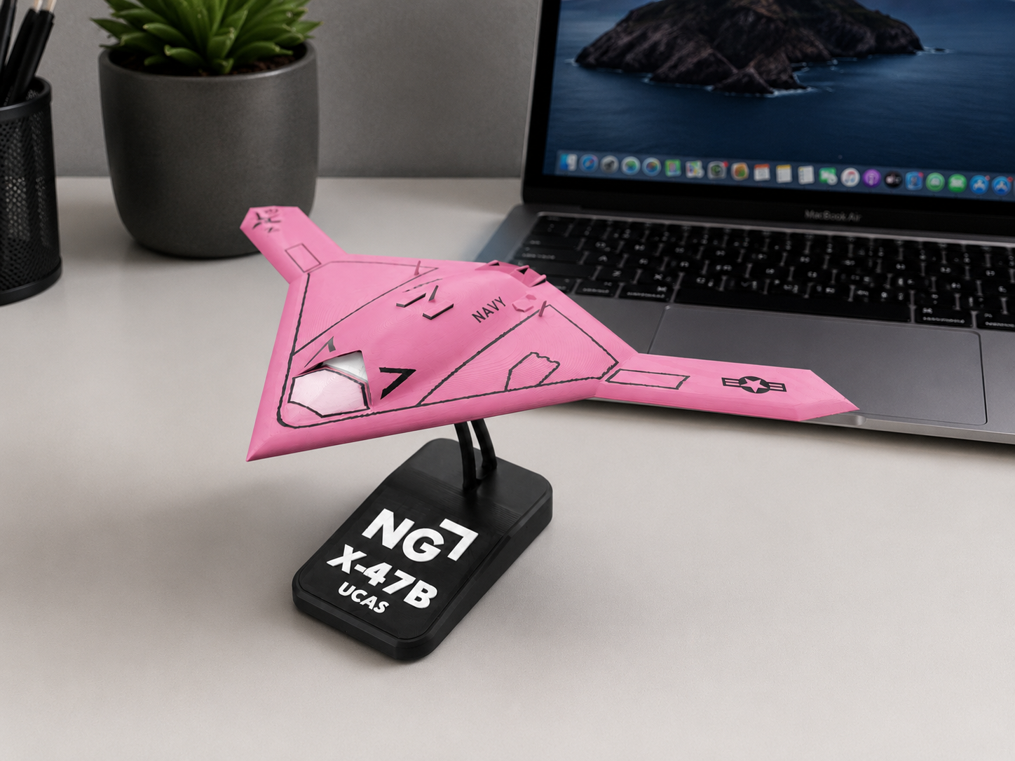 NG-X-47B UCAS 3D Printed Display Model – Stealth Drone Desk Decor Aircraft Stand