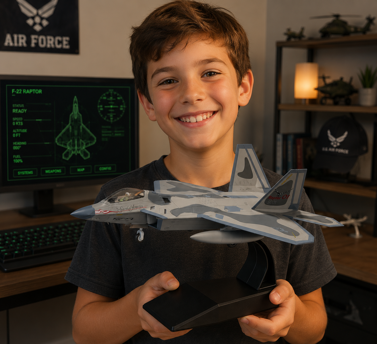 F-22 Raptor Die-Cast Aircraft Model – 1/100 Scale Spirits of America Fighter Jet