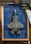 F-35 Lightning II 3D Aircraft Shadow Box Frame – Fighter Jet Blueprint Wall Art