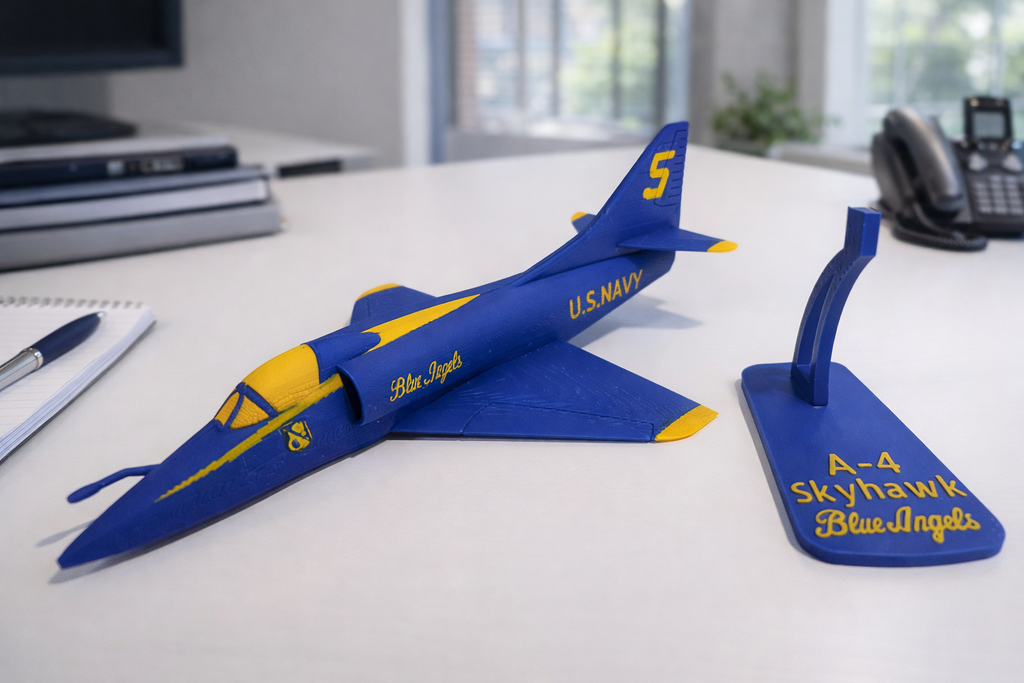 A-4 Skyhawk Blue Angels 3D Printed Aircraft Model – Loose Piece Display Jet Desk Decor