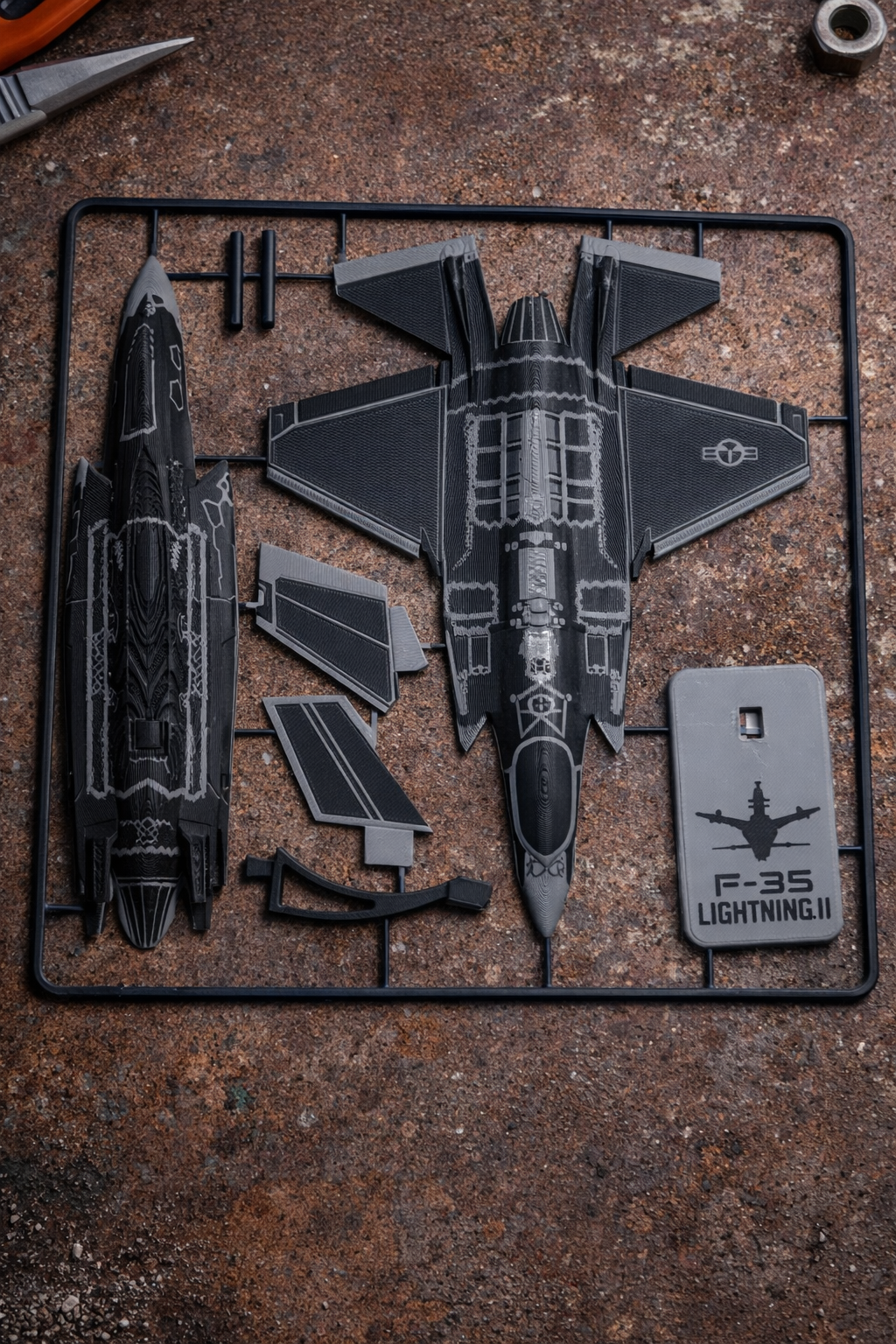 F-35 Lightning II Black 3D Printed Aircraft Model Kit – Stealth Fighter Edition