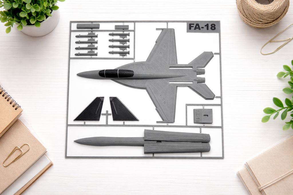 F/A-18 Fighter Jet 3D Printed Model Kit F/A-18 Fighter Jet 3D Printed Model Kit – Military Aircraft Desk Decor – Modern Aviation Display – Fighter Jet Model – Aviation Gift