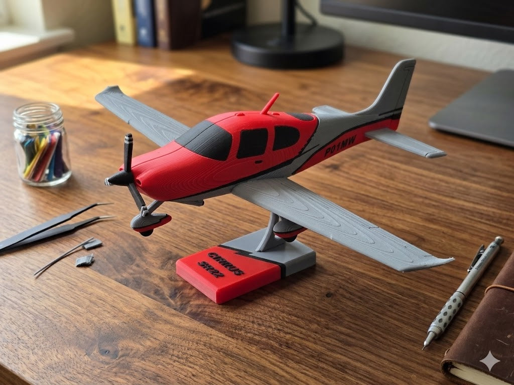 3D Printed Cirrus SR22 Model Kit DIY Aircraft Build Display