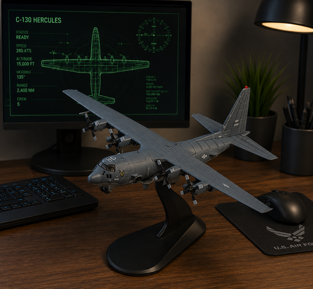 Lockheed AC-130 Gunship Die-Cast Aircraft Model – 1/200 Scale Military Display Plane