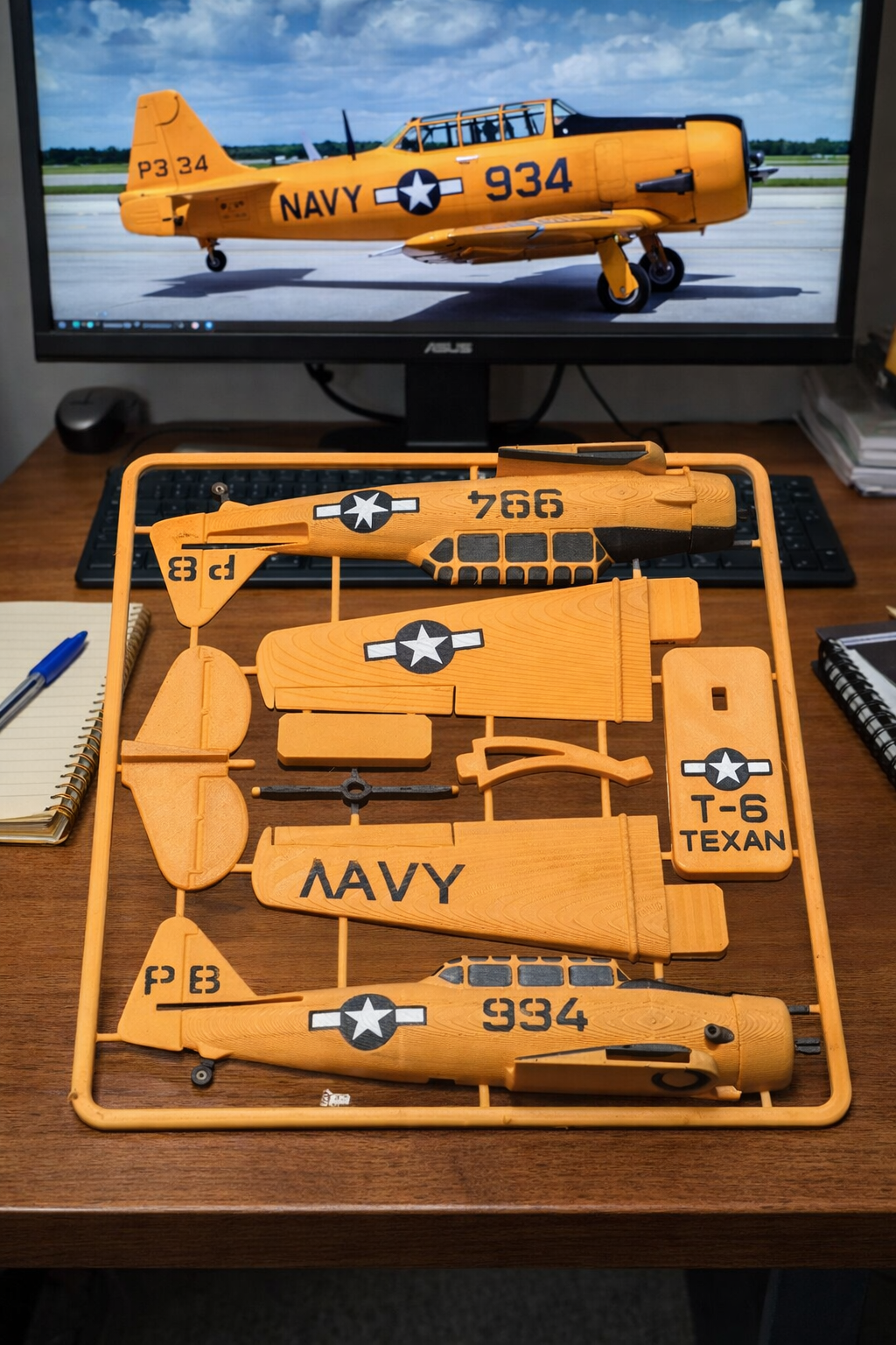 T-6 Texan 3D Printed Aircraft Model Kit – Vintage Navy Trainer Edition