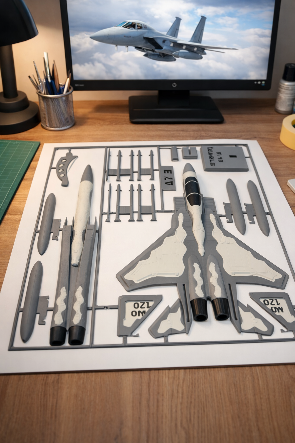 F-15 Eagle 3D Printed Aircraft Model Kit – White & Gray Fighter Jet Edition