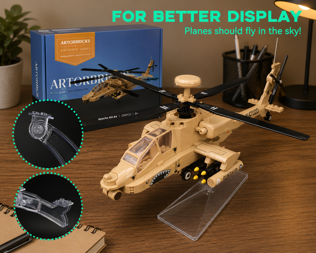 H-64 Apache Military Helicopter Building Set – 223 Piece Model Kit