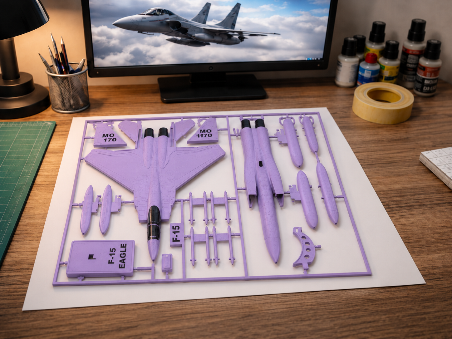 F-15 Eagle 3D Printed Aircraft Model Kit – White & Gray Fighter Jet Edition