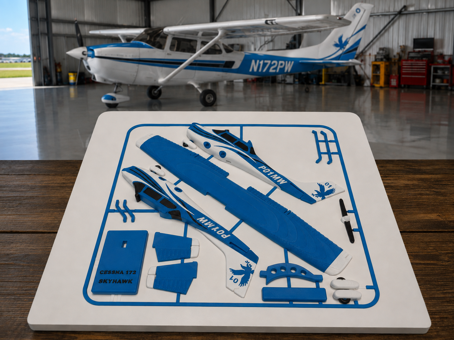 3D Printed Cessna 172 Skyhawk Model Kit Display