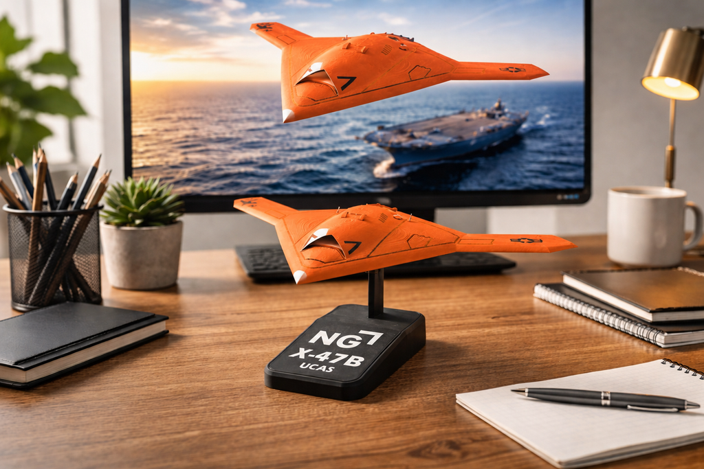 NG-X-47B UCAS 3D Printed Display Model – Stealth Drone Desk Decor Aircraft Stand
