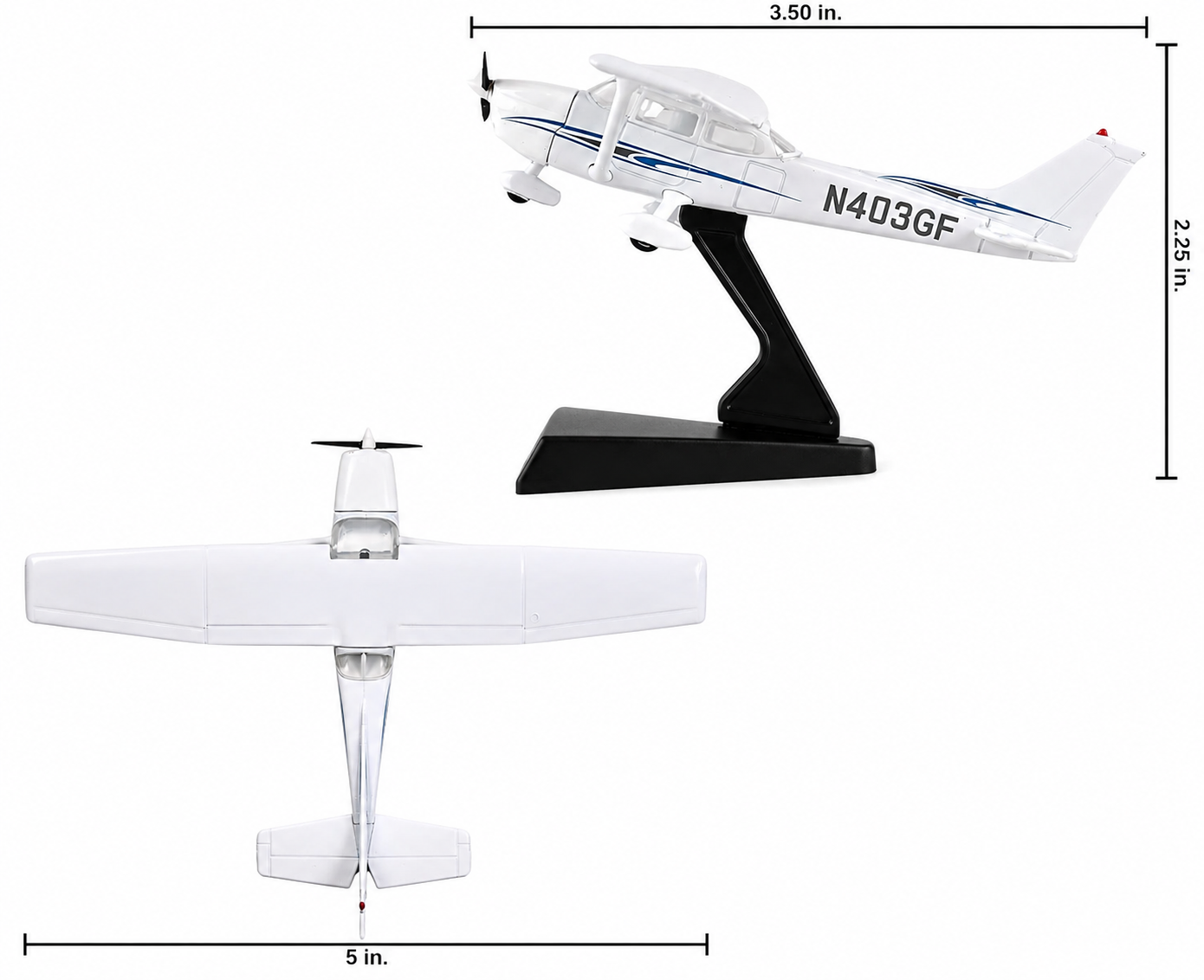 Cessna 172 Skyhawk 1:87 Scale 3D Printed Display Model Airplane w/ Stand