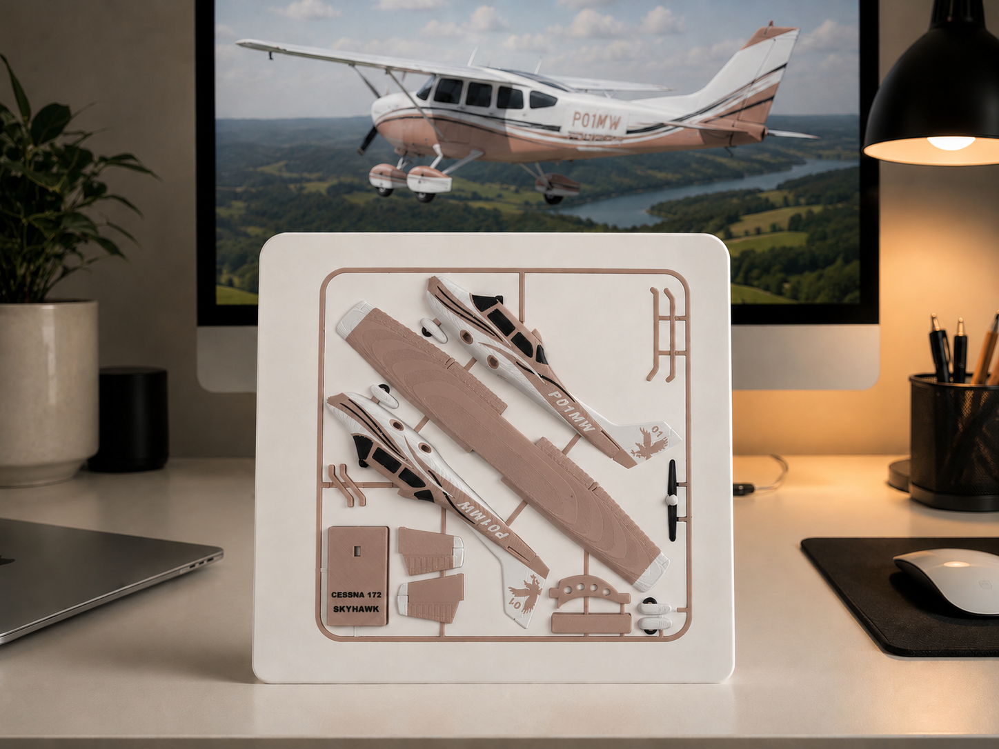 3D Printed Cessna 172 Skyhawk Model Kit Display