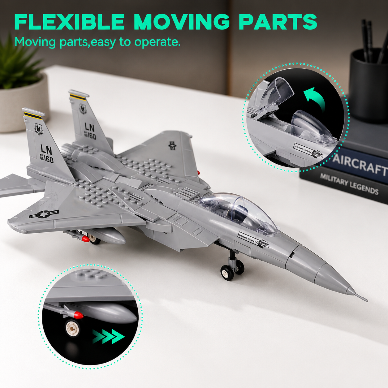 F-15 Eagle Fighter Aircraft Building Set – 223 Piece Model Kit