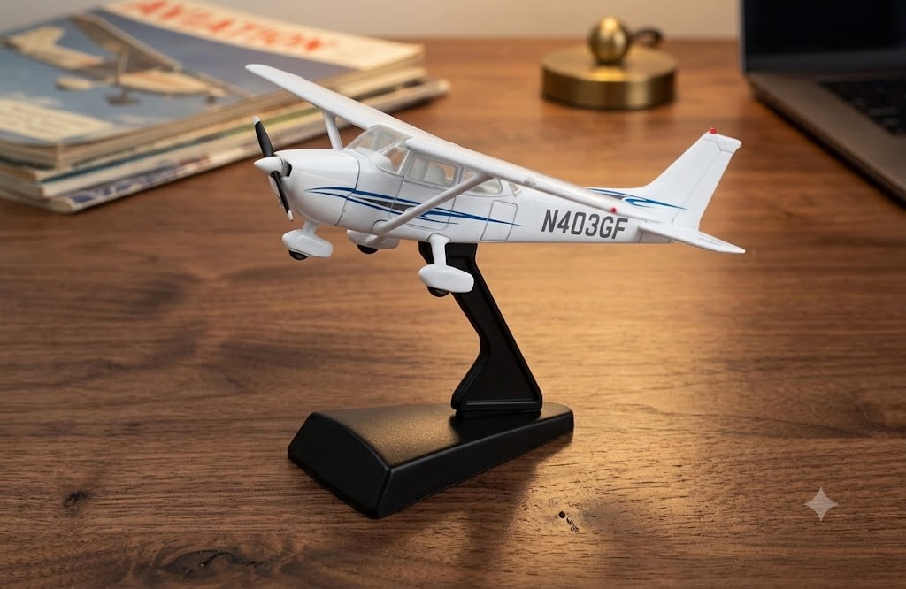 Cessna 172 Skyhawk 1:87 Scale 3D Printed Display Model Airplane w/ Stand