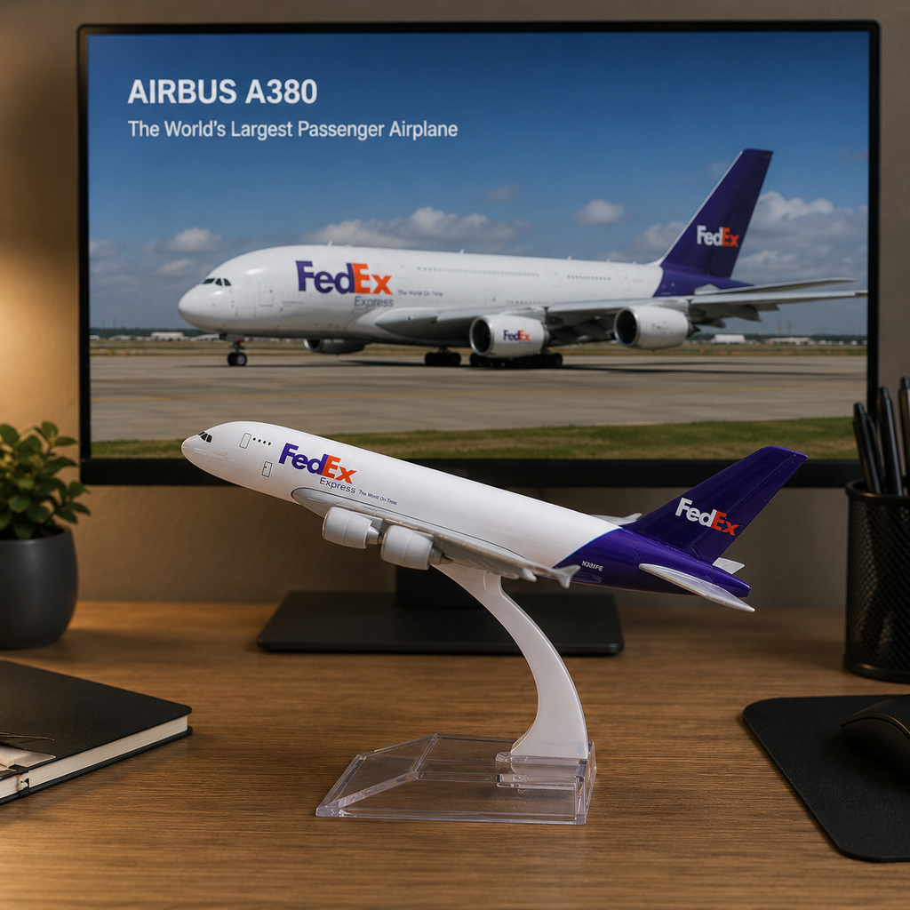 FedEx Airbus A380 Die-Cast Aircraft Model – 1:400 Scale Cargo Display Plane
