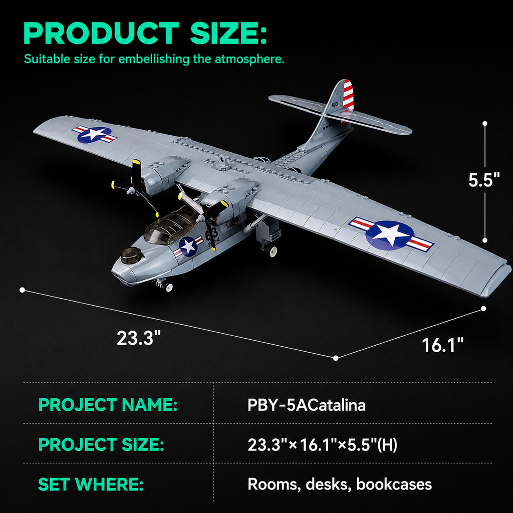 PBY-5A Catalina Military Aircraft Building Set – 364 Piece Model Ki
