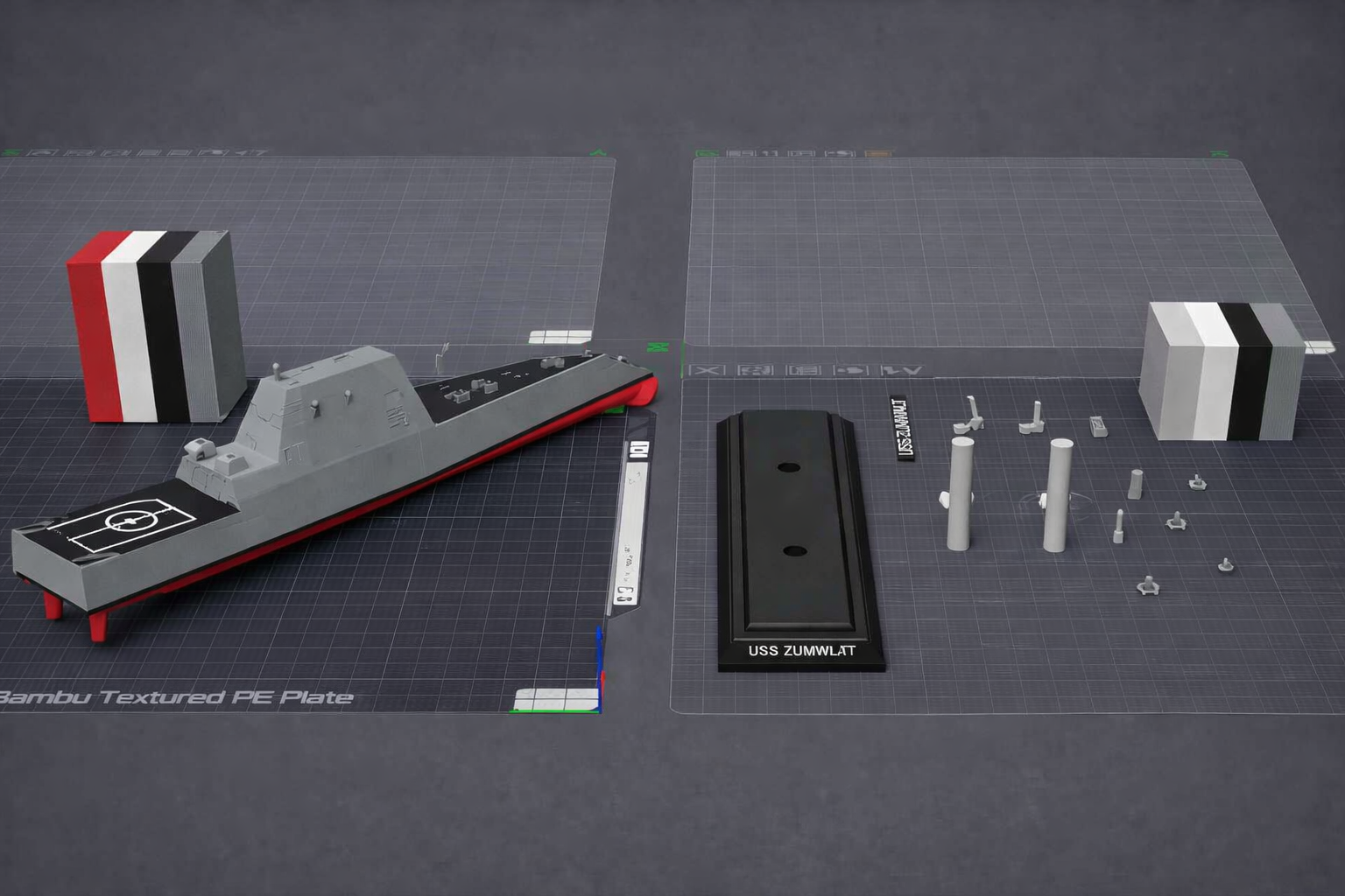 USS Zumwalt DDG-1000 3D Printed Destroyer Display Model – Modern Navy Warship Desk Decor