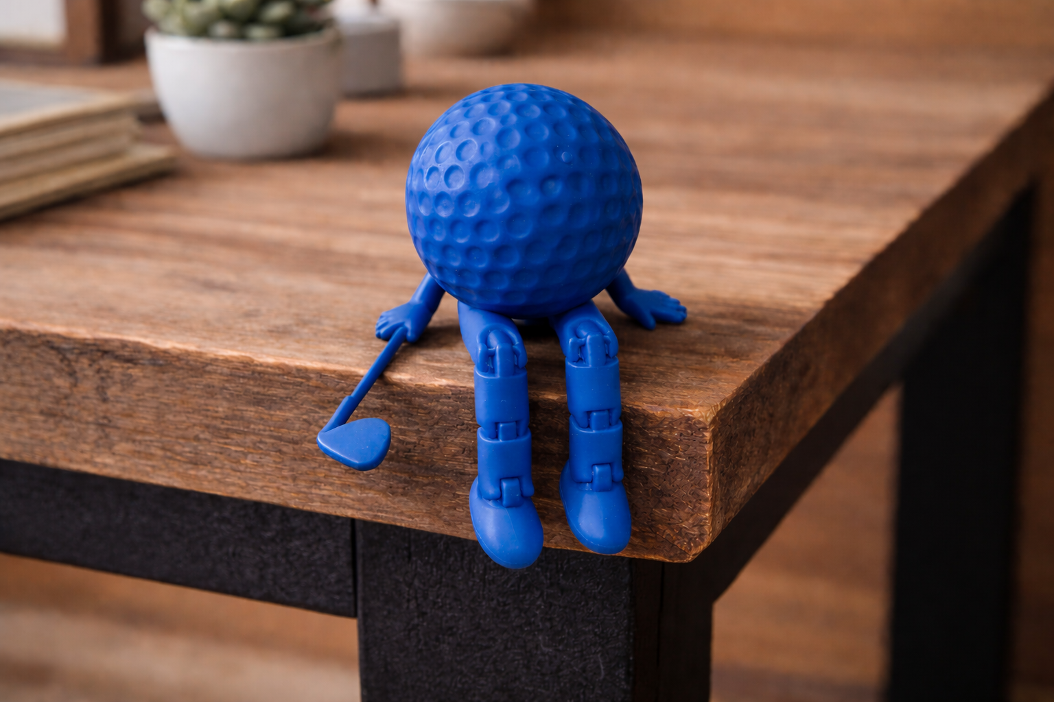 Funny Golf Ball Buddy with Club | 3D Printed Golf Desk Decor | Articulated Golf Figure
