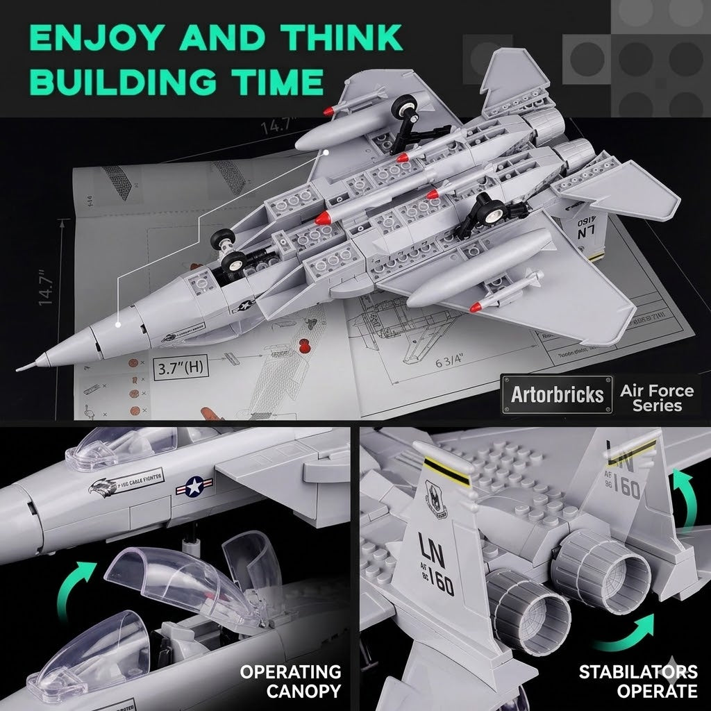 F-15 Eagle Fighter Aircraft Building Set – 223 Piece Model Kit