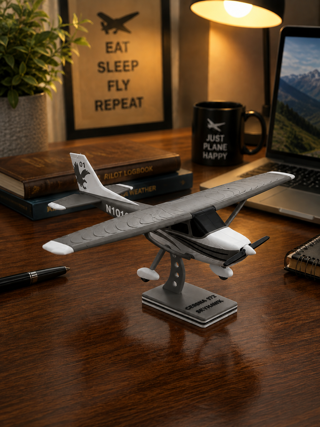 3D Printed Cessna 172 Skyhawk Model Kit Display
