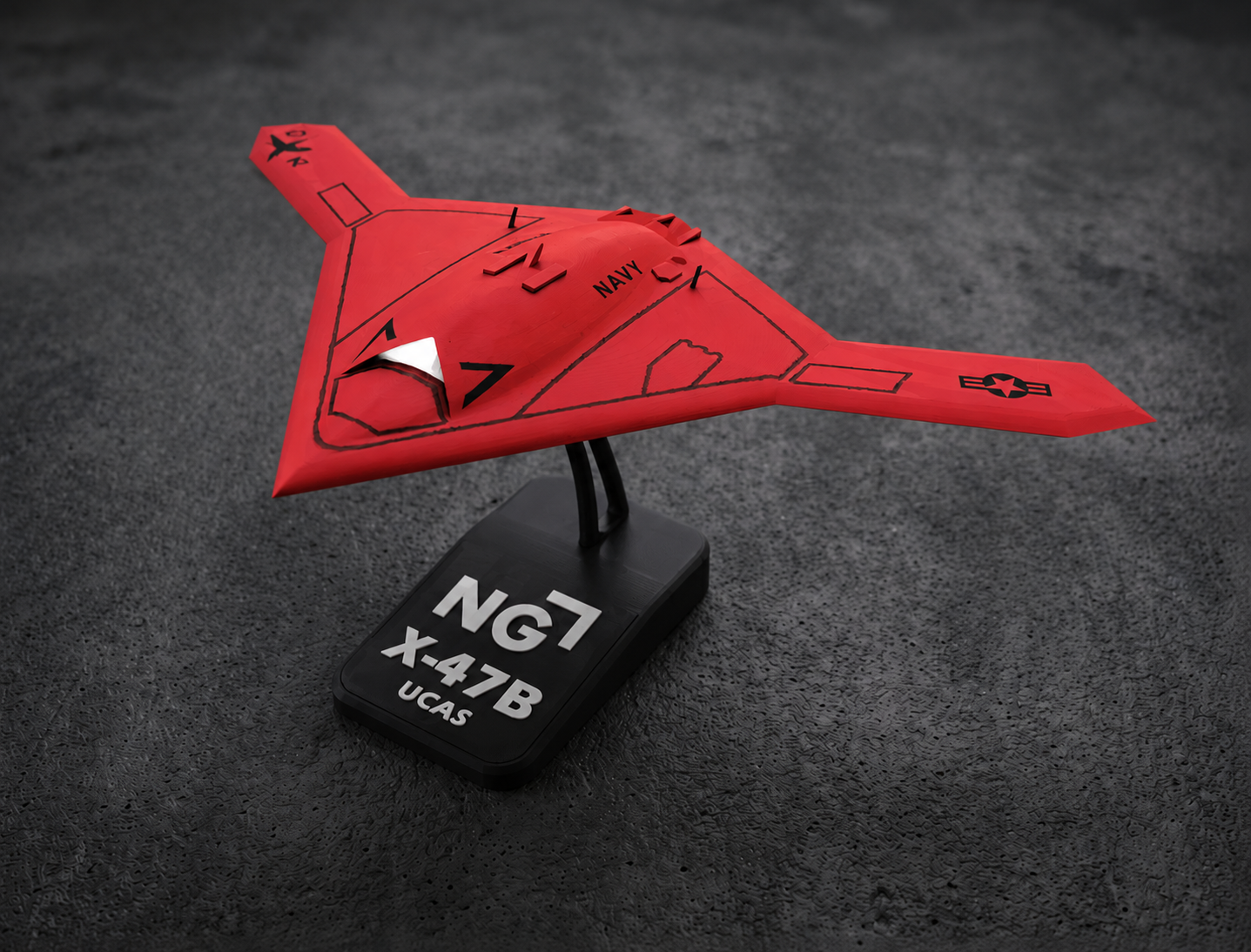 NG-X-47B UCAS 3D Printed Display Model – Stealth Drone Desk Decor Aircraft Stand
