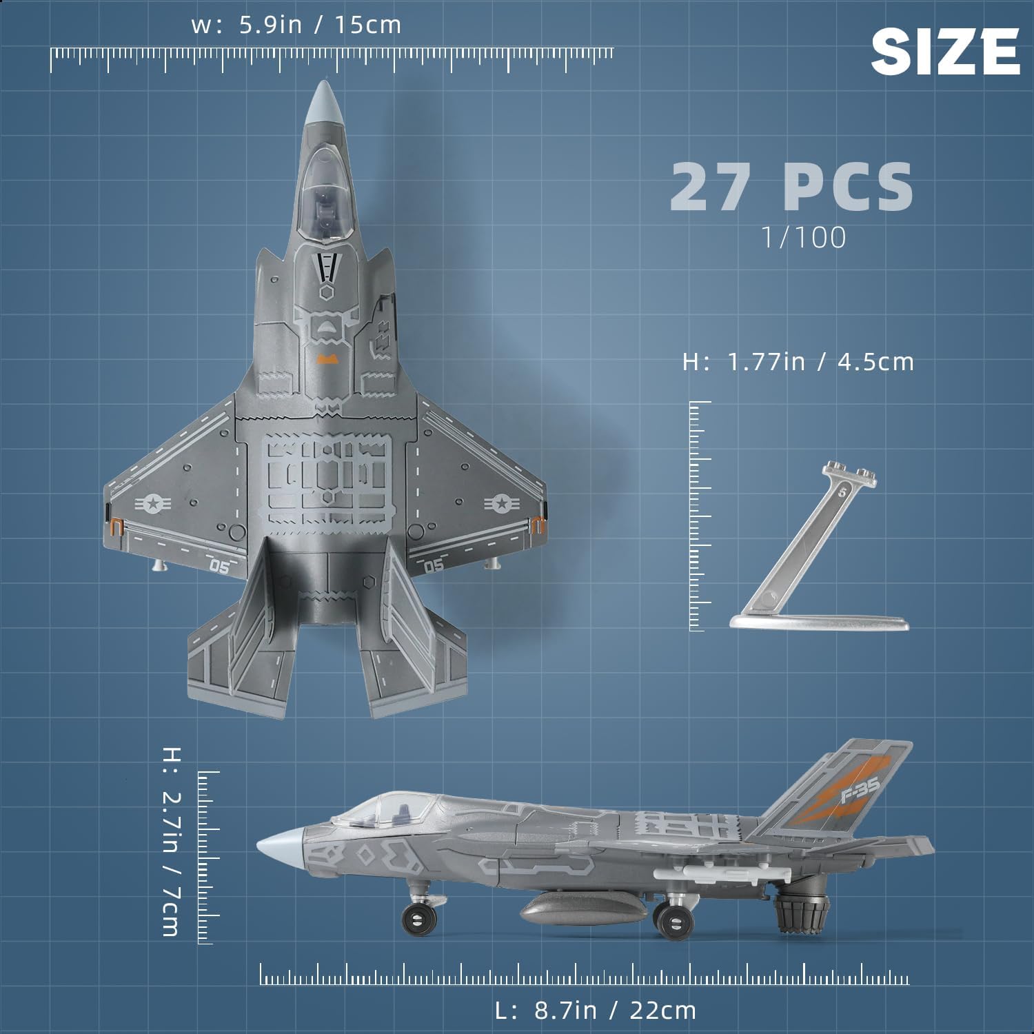 1:72 Scale F-35 Fighter Jet Quick Build Model Kit – 27 Piece Aircraft Build