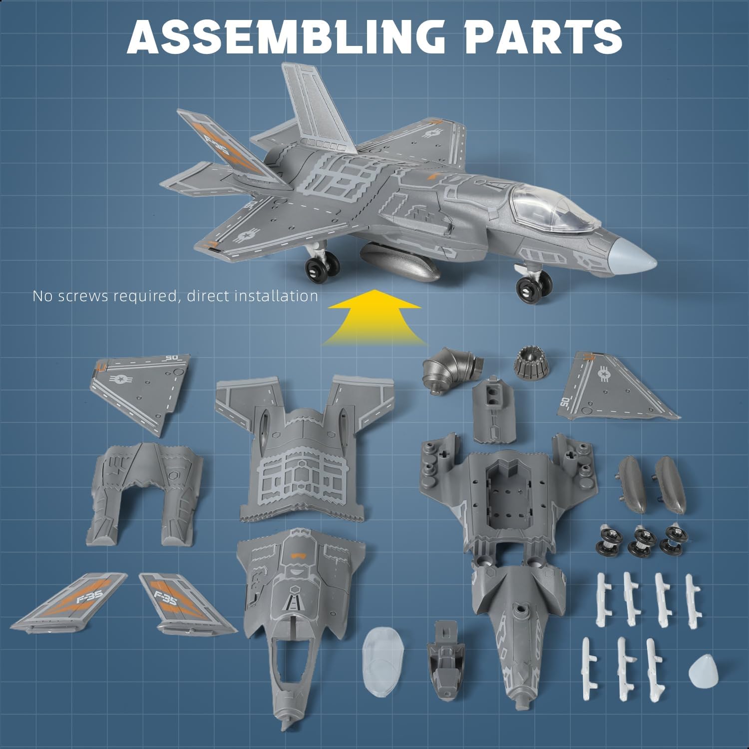 1:72 Scale F-35 Fighter Jet Quick Build Model Kit – 27 Piece Aircraft Build