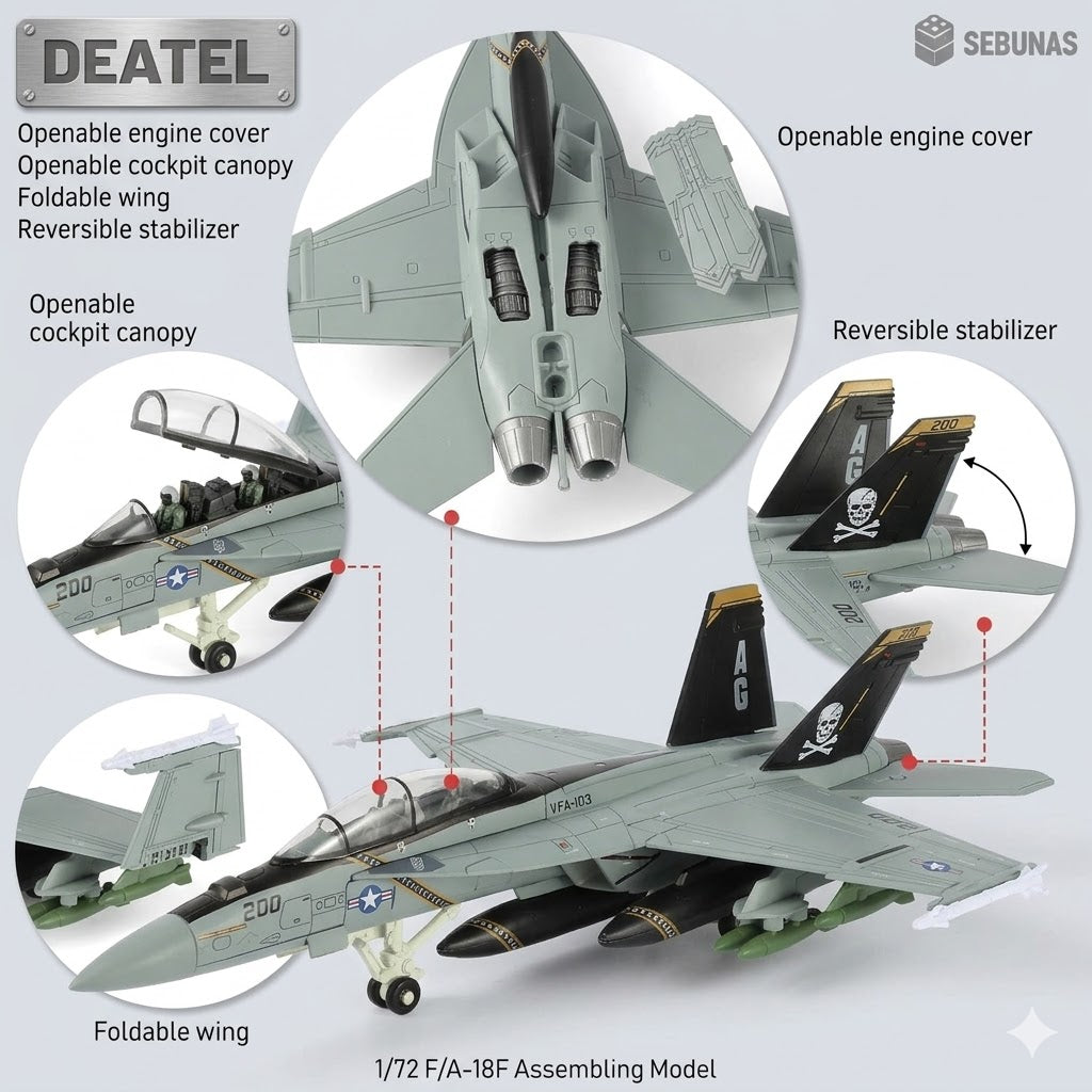 1:72 Scale F-18 Fighter Jet Quick Assembly Model Kit – Military Aircraft Build