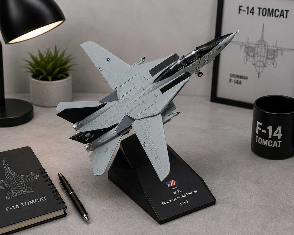 F-14 Tomcat Die-Cast Aircraft Model – 1/100 Scale US Navy Fighter Jet Display Plane