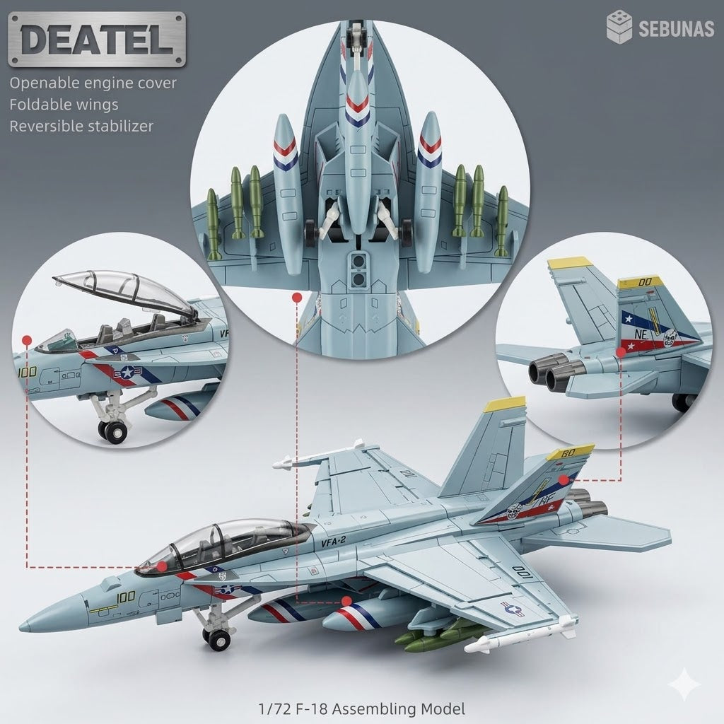 1:72 Scale F-18 Fighter Jet Quick Assembly Model Kit – Military Aircraft Build