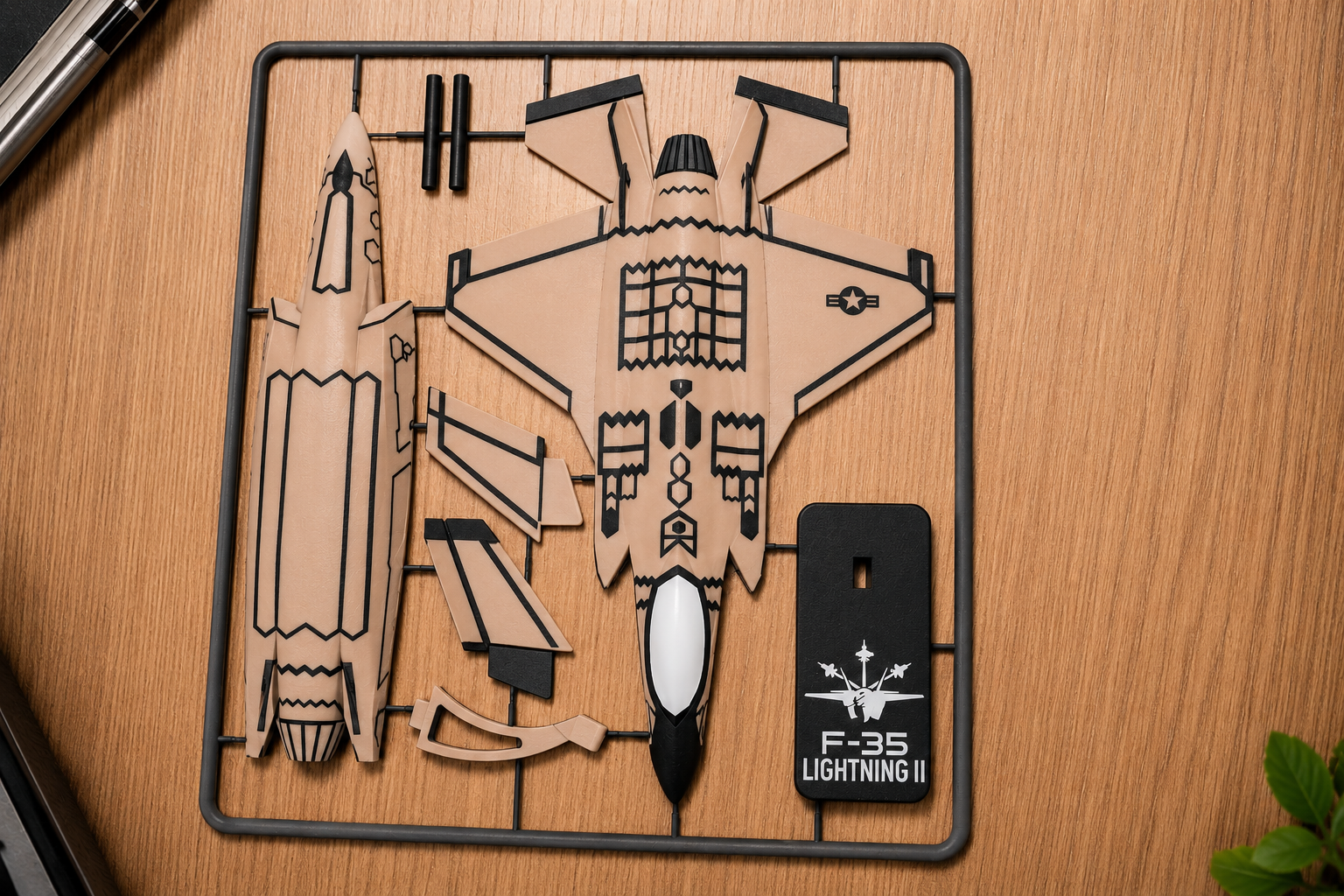 F-35 Lightning II Black 3D Printed Aircraft Model Kit – Stealth Fighter Edition