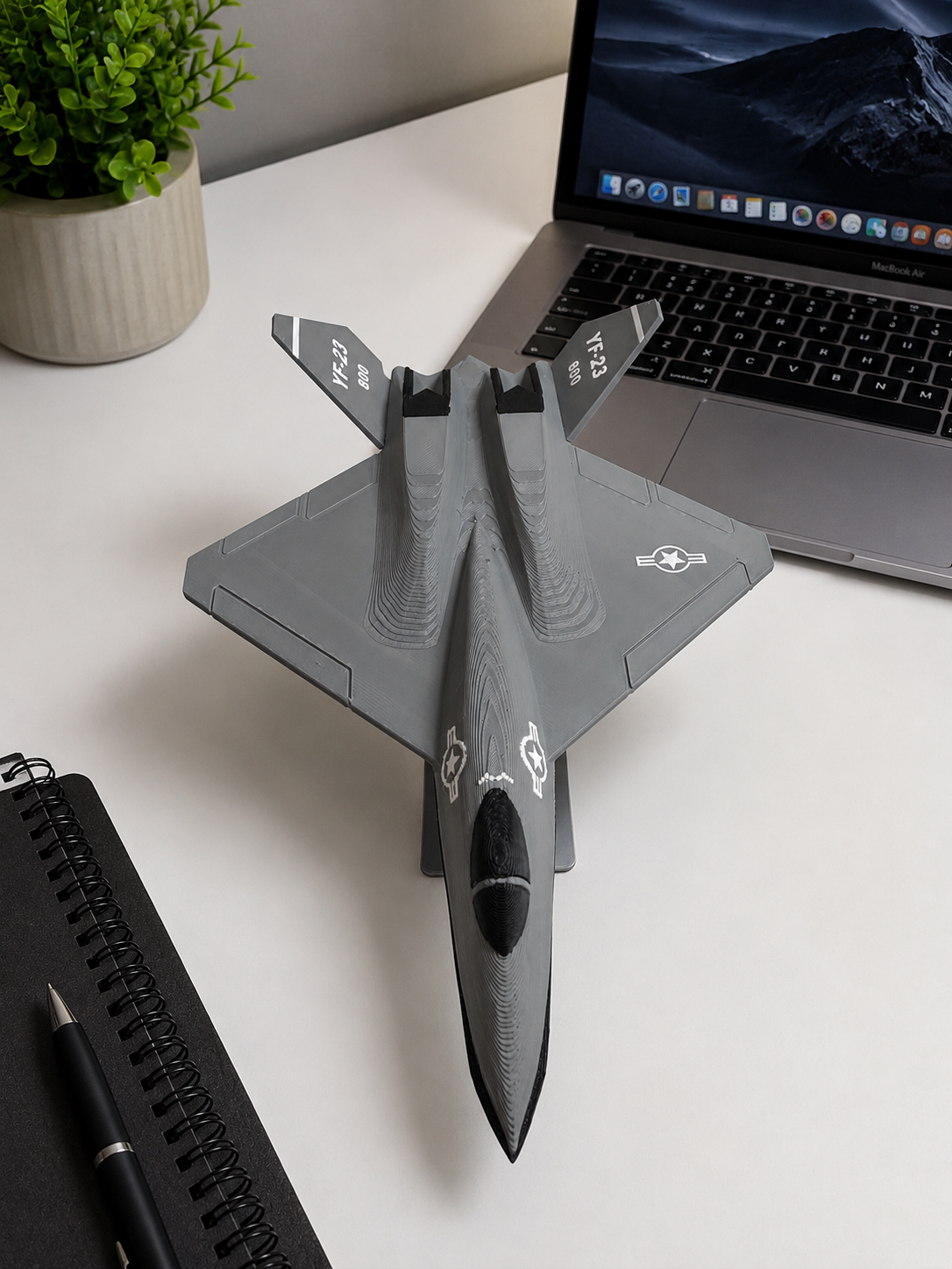 YF-23 Black Widow II 3D Printed Aircraft Display Model – Gray – Loose Piece – Desk Decor