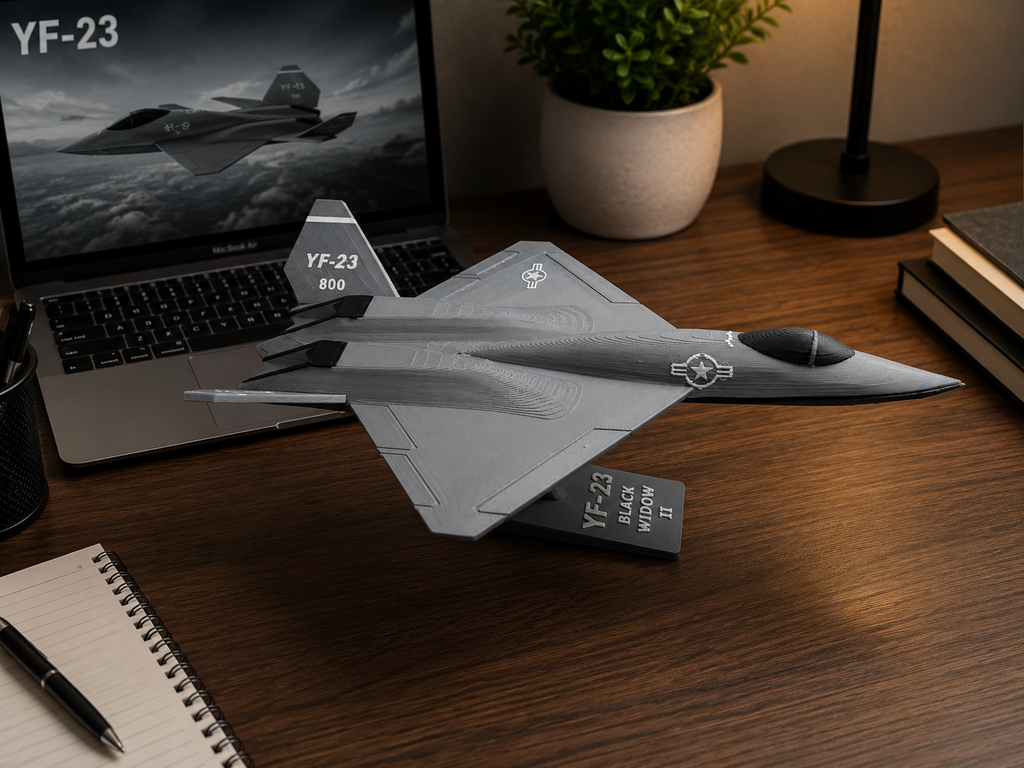 YF-23 Black Widow II 3D Printed Aircraft Display Model – Gray – Loose Piece – Desk Decor